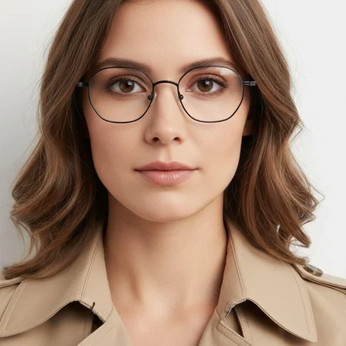 Lunettes rectangulaires en titane noir #BS0218-0126