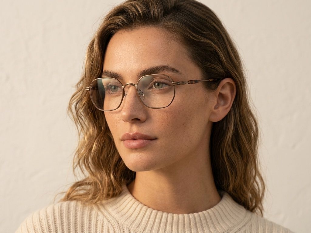 Rectangular Brown Titanium Glasses #BS0218-0128