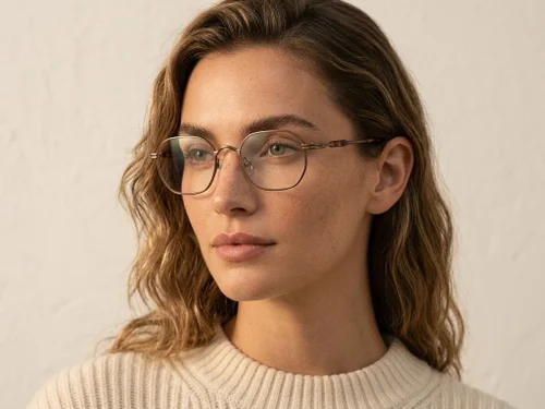 Lunettes rectangulaires en titane brun #BS0218-0128