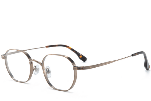 Lunettes rectangulaires en titane brun #BS0218-0128