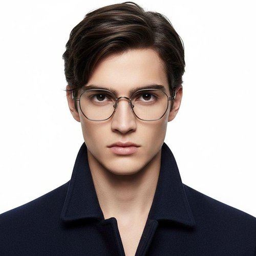 Lunettes rectangulaires en titane brun #BS0218-0128