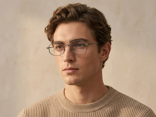 Lunettes rectangulaires en titane argenté #BS0218-0129
