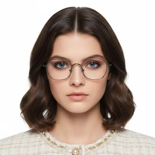 Lunettes rectangulaires en titane argenté #BS0218-0129