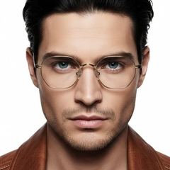 Gafas rectangulares de titanio dorado #BS0218-0130