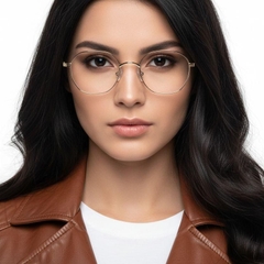 Gafas rectangulares de titanio dorado #BS0218-0130
