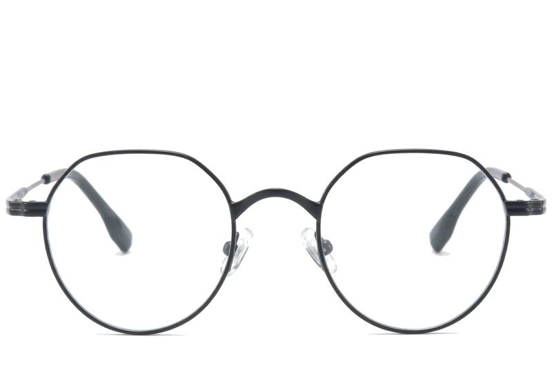 Lunettes ovales en titane noir #BS0218-0131