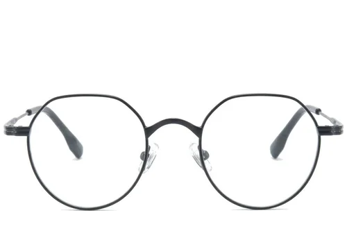 Lunettes ovales en titane noir #BS0218-0131