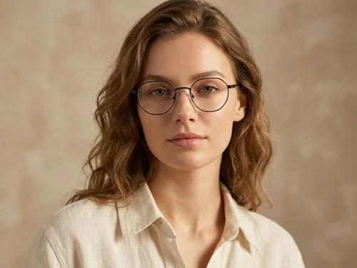 Lunettes ovales en titane noir #BS0218-0131