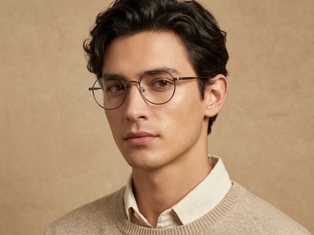 Oval Brown Titanium Glasses #BS0218-0132