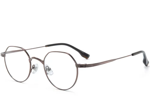 Lunettes ovales en titane brun #BS0218-0132