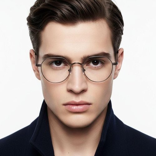 Lunettes ovales en titane brun #BS0218-0132
