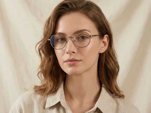 Lunettes ovales en titane brun #BS0218-0133