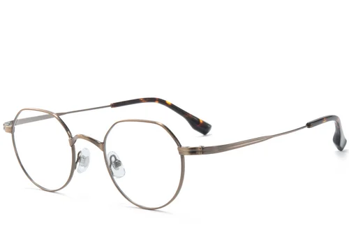 Lunettes ovales en titane brun #BS0218-0133