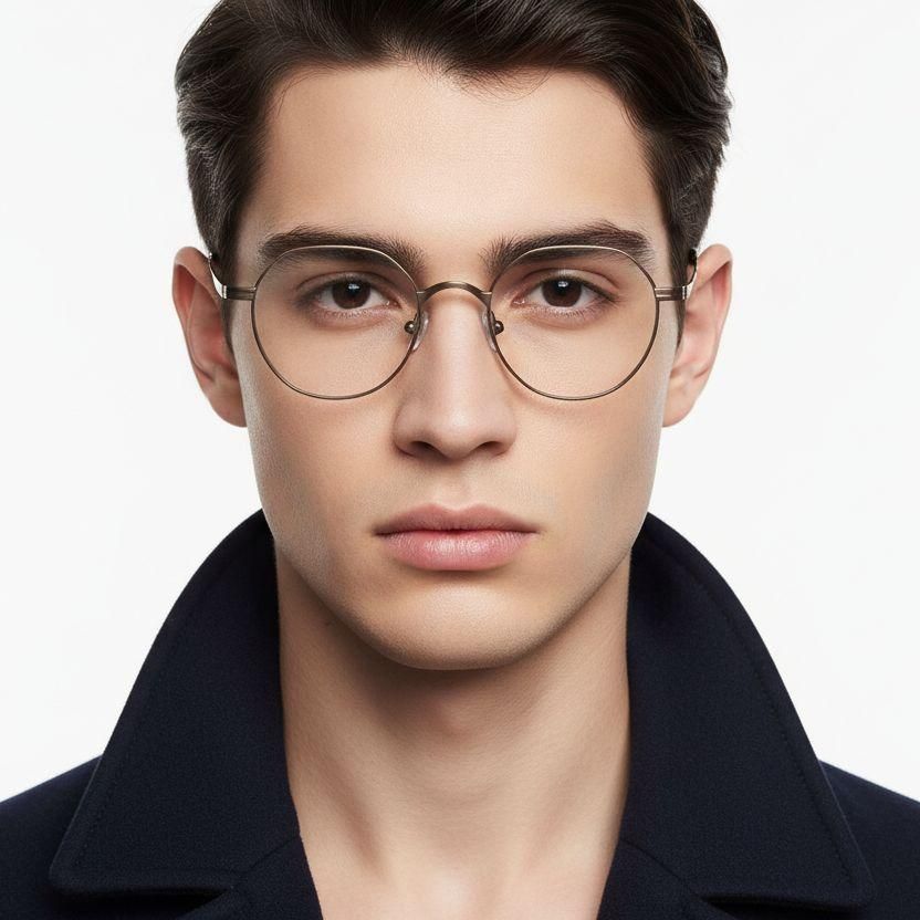 Oval Brown Titanium Glasses #BS0218-0133