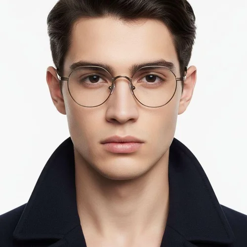 Lunettes ovales en titane brun #BS0218-0133