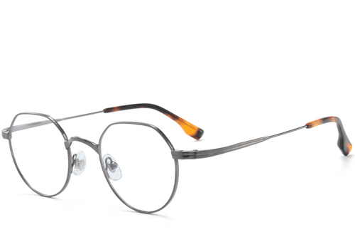 Lunettes ovales en titane argenté #BS0218-0134