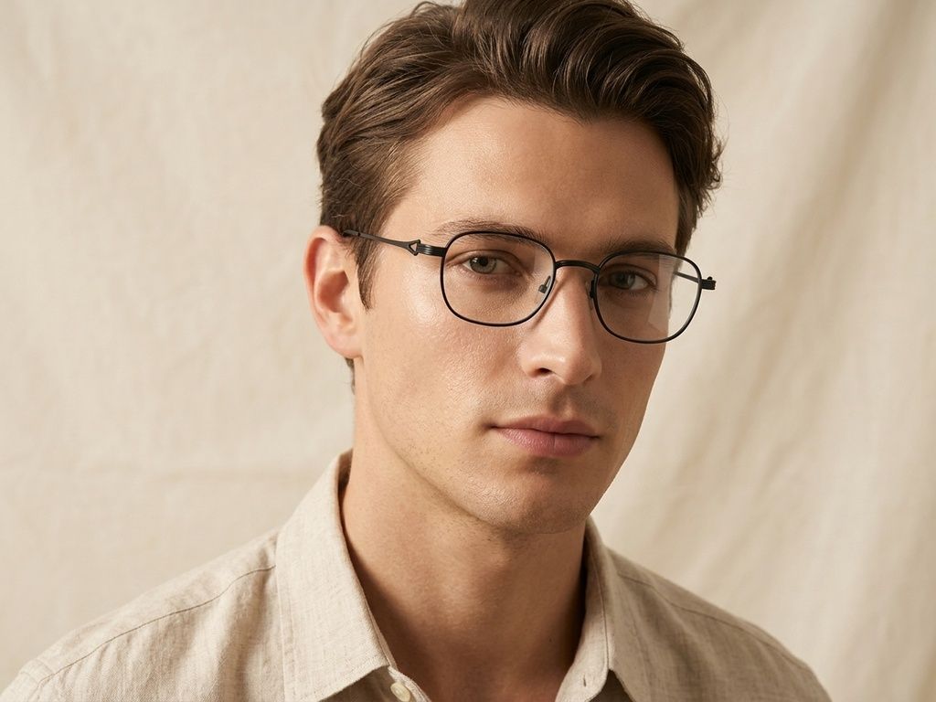 Gafas rectangulares de titanio negro #BS0218-0136
