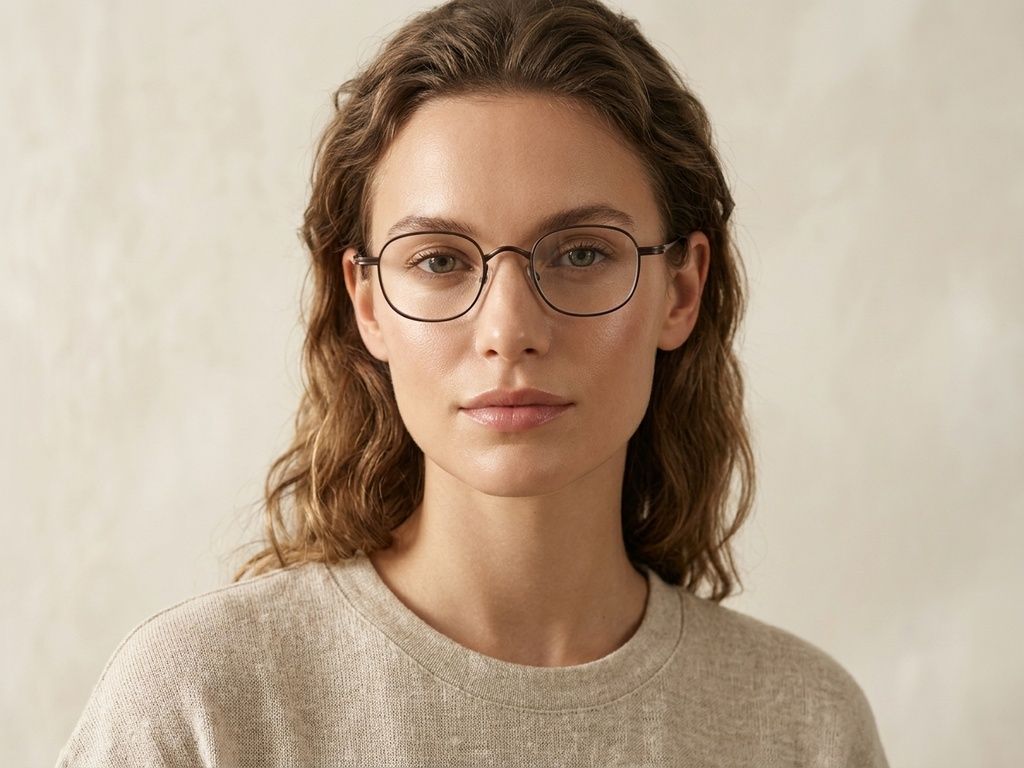 Rectangular Brown Titanium Glasses #BS0218-0137