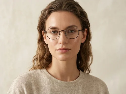 Lunettes rectangulaires en titane brun #BS0218-0137