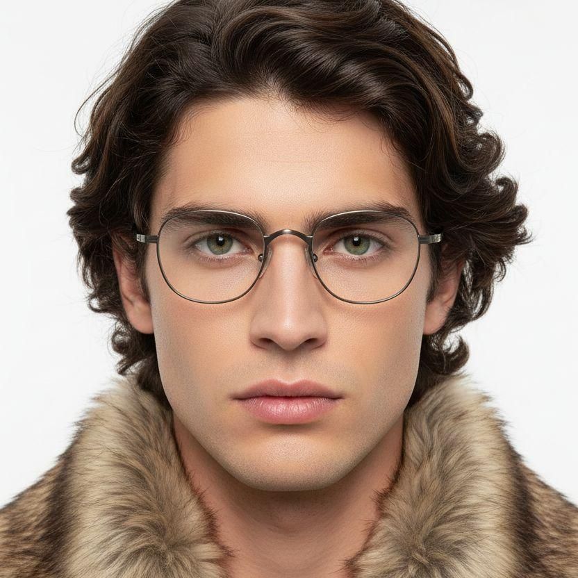 Rectangular Brown Titanium Glasses #BS0218-0138