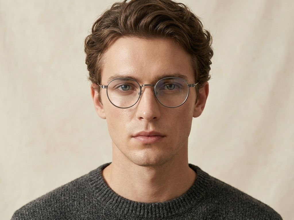 Gafas rectangulares de titanio plateado #BS0218-0139