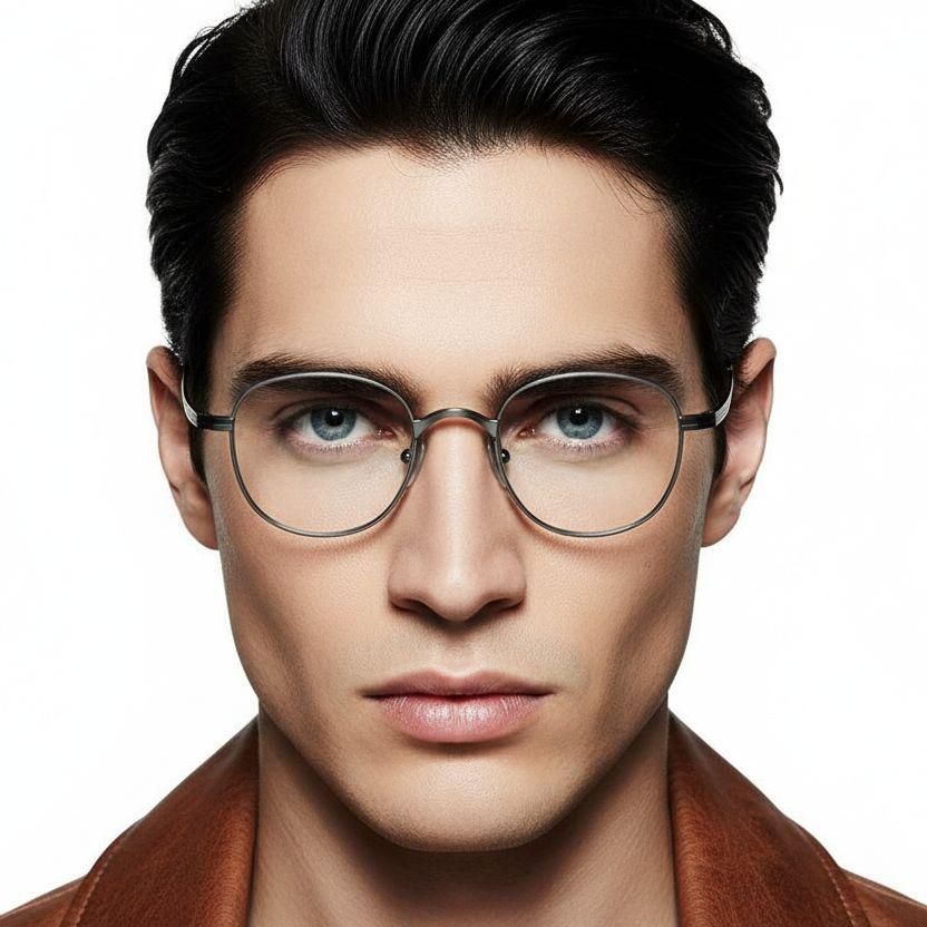 Gafas rectangulares de titanio plateado #BS0218-0139