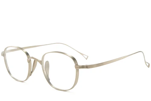 Lunettes rectangulaires en titane doré #BS0218-0140