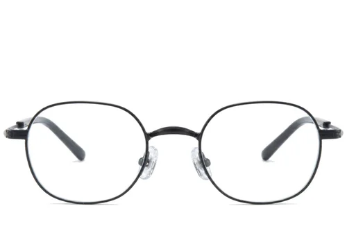 Lunettes ovales en titane noir #BS0218-0141