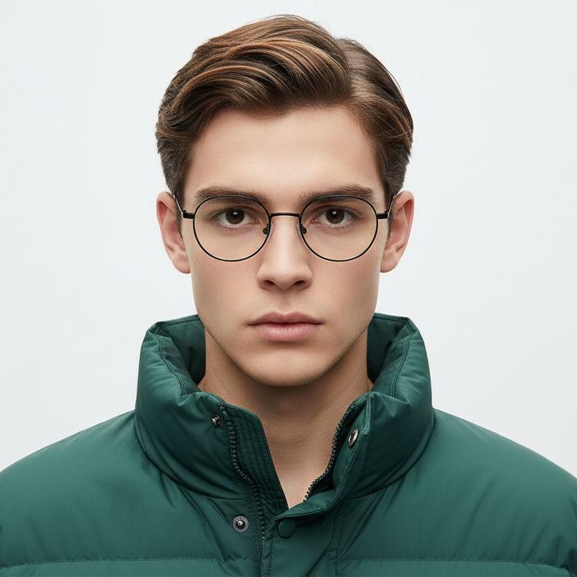 Gafas ovaladas de titanio negro #BS0218-0141