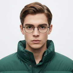 Gafas ovaladas de titanio negro #BS0218-0141