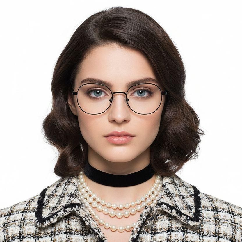 Ovale schwarze Titanbrille #BS0218-0141