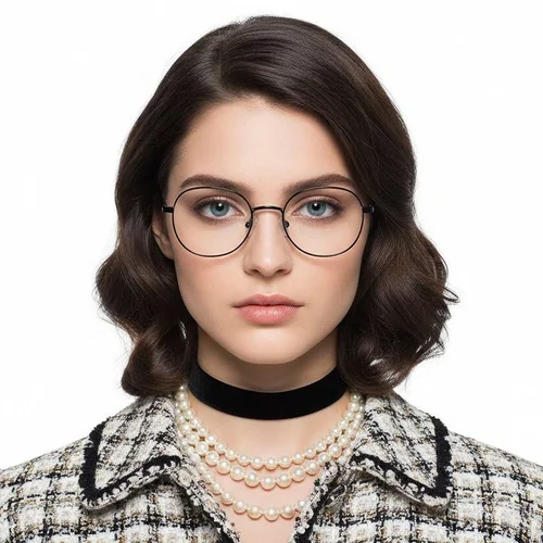Lunettes ovales en titane noir #BS0218-0141