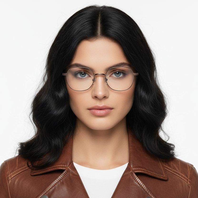 Ovale bruine titanium bril #BS0218-0142