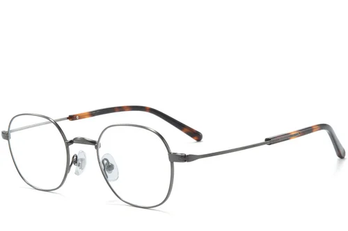 Lunettes ovales en titane argenté #BS0218-0144