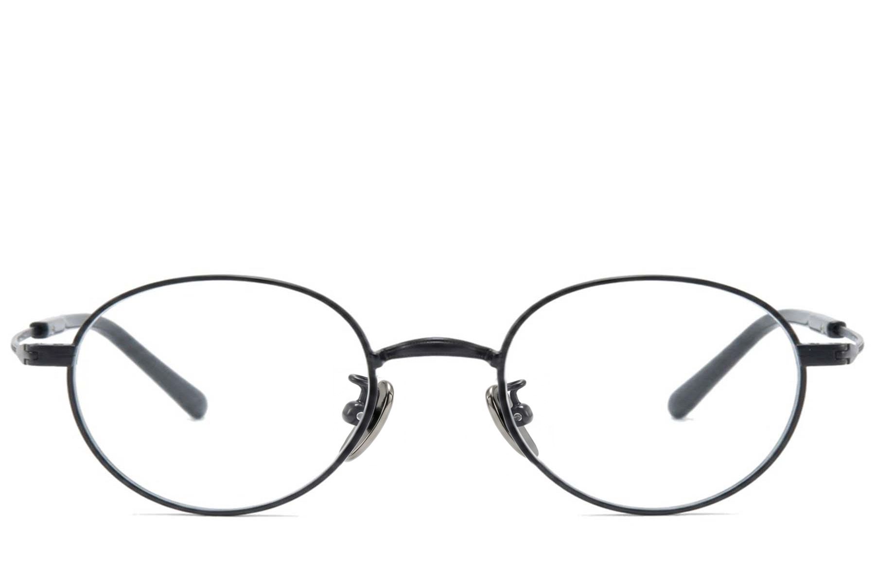 Lunettes ovales en titane noir #BS0218-0146
