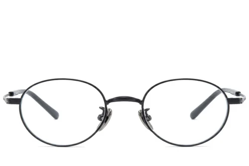 Lunettes ovales en titane noir #BS0218-0146