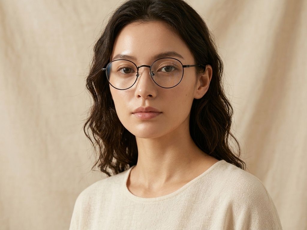 Gafas ovaladas de titanio negro #BS0218-0146