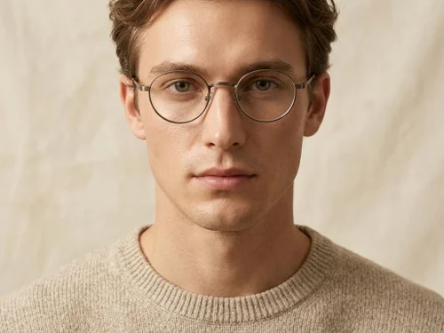 Lunettes ovales en titane brun #BS0218-0148