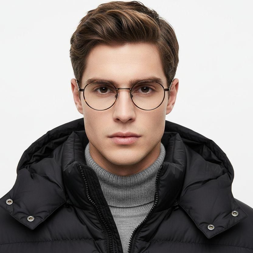 Ovale braune Titanbrille #BS0218-0148