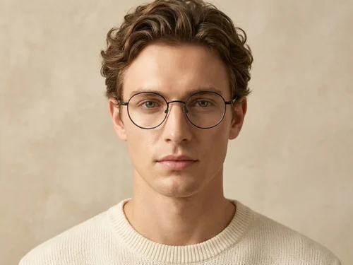 Lunettes rondes en titane noir #BS0218-0151