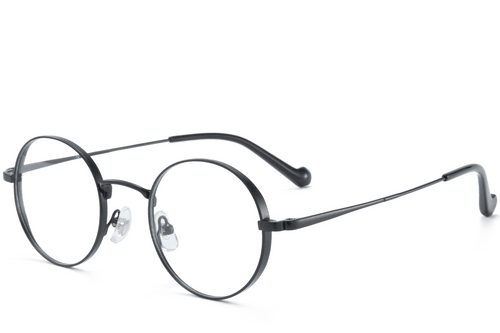 Lunettes rondes en titane noir #BS0218-0151