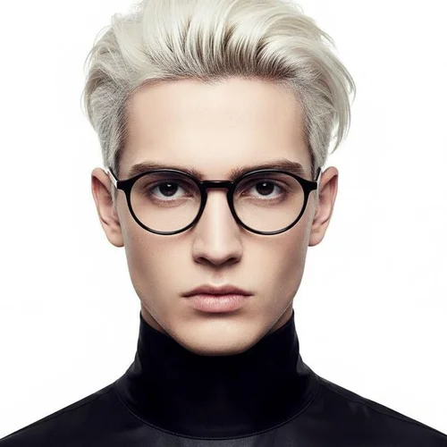 Lunettes rondes en titane noir #BS0218-0151