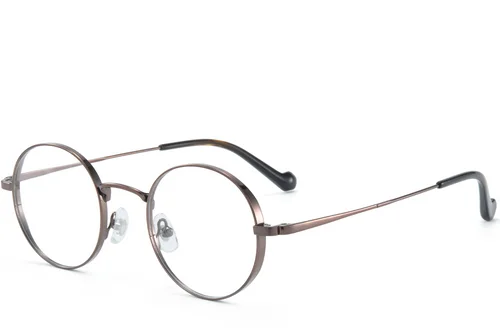 Lunettes rondes en titane brun #BS0218-0152