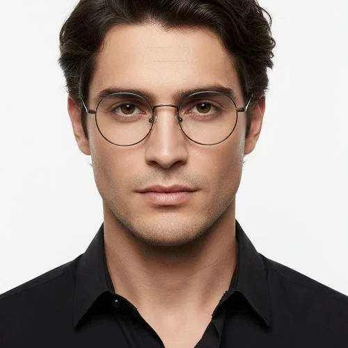Lunettes rondes en titane brun #BS0218-0152