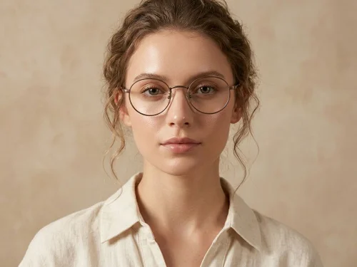 Lunettes rondes en titane brun #BS0218-0153