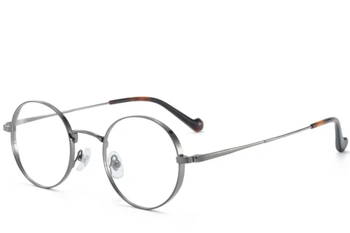 Lunettes rondes en titane argenté #BS0218-0154