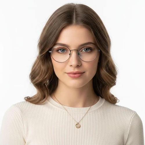 Lunettes rondes en titane argenté #BS0218-0154