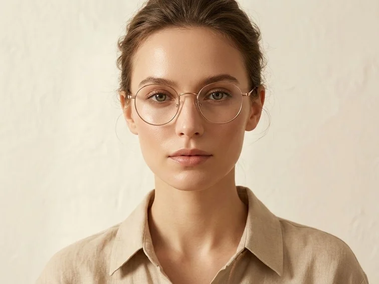 Gafas redondas de titanio rosas #BS0218-0155