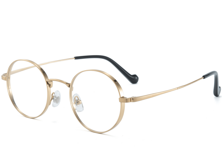 Round Golden Titanium Glasses #BS0218-0155