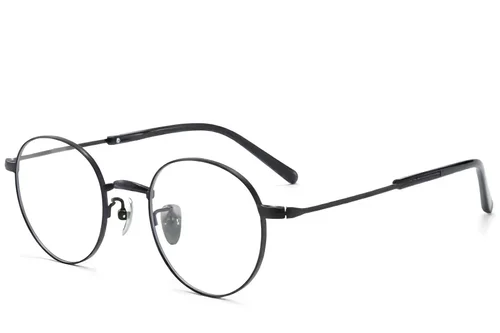 Lunettes rondes en titane noir #BS0218-0156